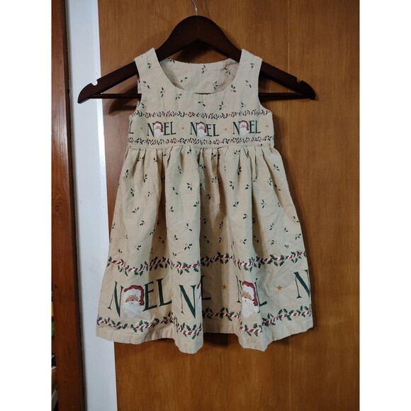 Vintage Handmade Christmas Toddler Dress Noel Santa See Description - Picture 1 of 8